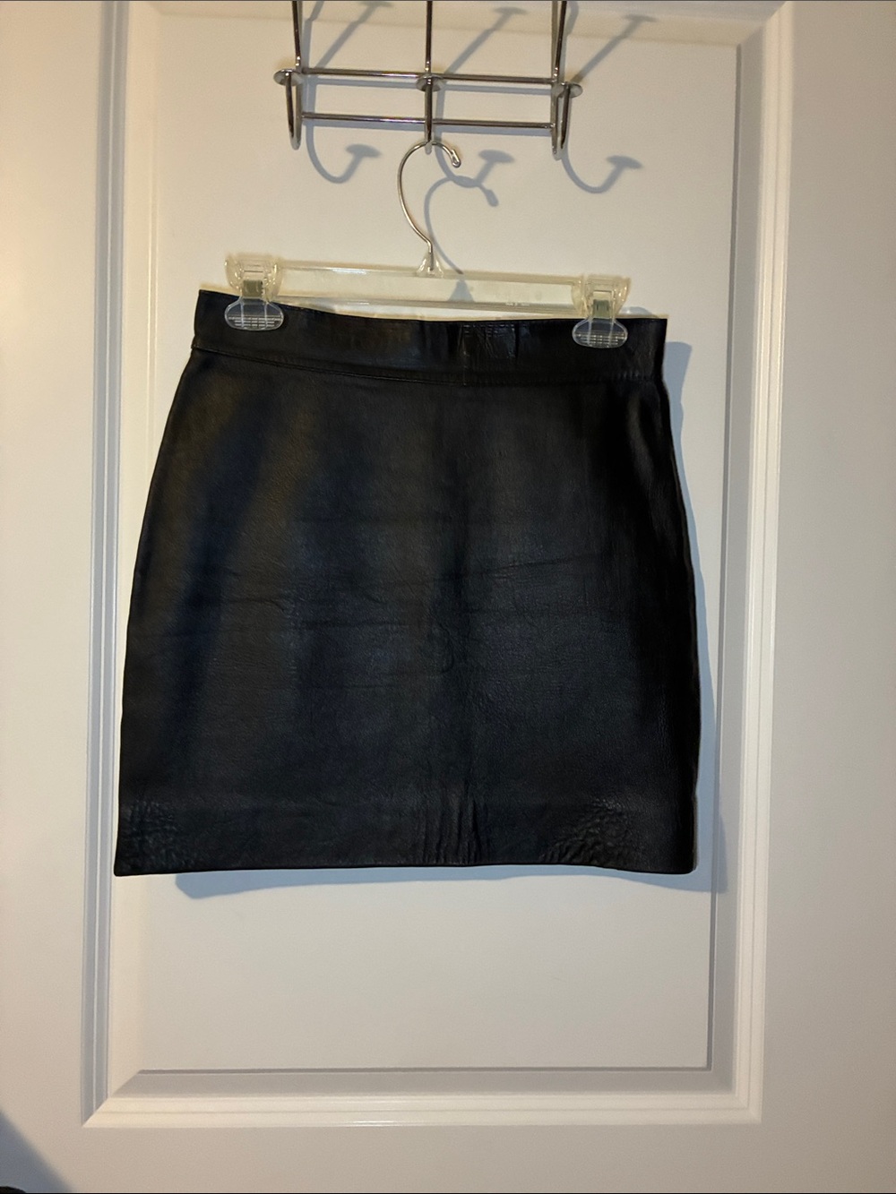 Women's Black 100% Leather Mini Skirt